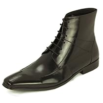 Hot Sale Natazzi Italian Napa Calfskin Leather Shoes Men's Lace-Up Dress Boot Model Parma-Boot L-3040 Black (8 D(M) US / 41 (M) EU)