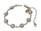 Michal Negrin Bracelet with Flowers and White Swarovski Crystals; Hand-made in Israel