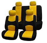 FH-FB050114 Flat Cloth Car Seat Covers Yellow / Black Color