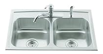 KOHLER K-3346-4-NA Toccata Double Equal Self-Rimming Kitchen Sink