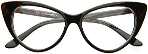 Vintage Inspired Fashion Mod Chic High Pointed Cateyes Cat Eye Glasses Sunglasses (Tort/Brown Clear)