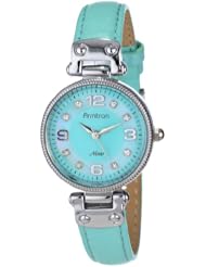Armitron Womens 75/5080GMSVLG Silver-Tone Swing Lug Light Green Leather Strap Watch