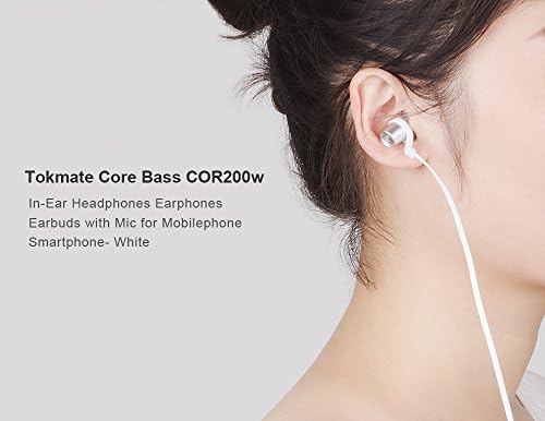 Tokmate COR200W Core Bass In-Ear Headphone with Microphone (White)