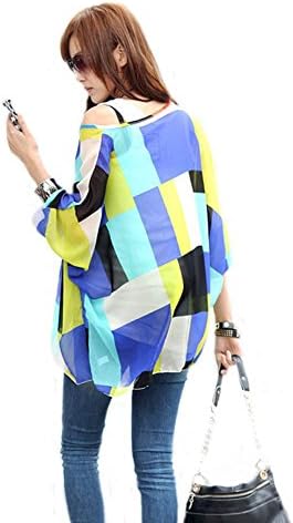 Newbetter Womens Floral Batwing Sleeve Chiffon Beach Loose Blouse Tunic Tops (Pattern 08)