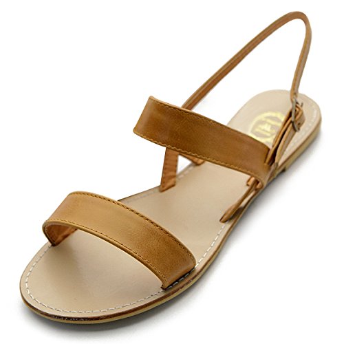Ollio Womens Shoe Flat Comfortable Slingback Sandal