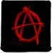 Anarchy 1 5/8" Square - Red A on Black Square - Embroidered Iron On or Sew On Patch