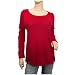Plus Size Split Long Sleeves Top Red - 3X