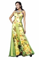 Silk General Print Beaded Lace Cocktail Floor Length Evening Dress/Prom Dress/Wedding Party Dress 