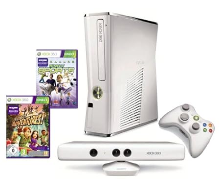 Console Xbox 360 4 Go + Kinect blanche + Sports + Kinect adventures ! + Carte Xbox Live 3 mois