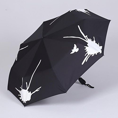 XIAOHM Female umbrella folding umbrella water flower Rainbow umbrella student umbrella umbrella color changing umbrella , color change graffiti (black)