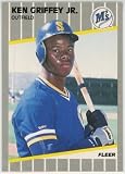 1989 Fleer Ken Griffey Jr. Baseball Rookie Card In Protective Display Case