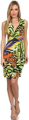 Soul Escape Women's Sleeveless Short Wrap Dress in Tropical, Animal Print (Small)