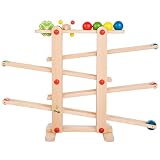 Ultrakidz Naturholz-Kugelbahn Schwubs mit 4 Kugeln und Rollspielzeug