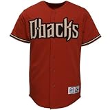 MLB Men's Arizona Diamondbacks Brick Alternate Short Sleeve 6 Button Synthetic Replica Baseball Jersey Spring 2012  (Brick, Small)