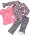 Nannette Little Girl Roll-up Pants, Long-sleeved Top and Tee Set