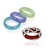 Sterling Silver Blue, Green, Lavender & Red Jade Interchangeable Band Rings Set