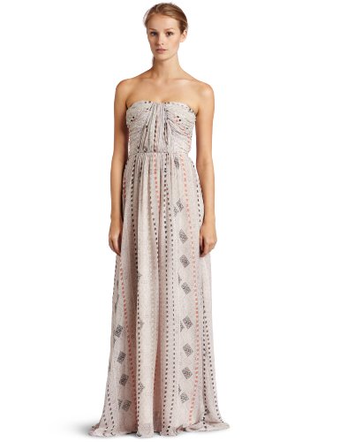 Twelfth St. By Cynthia Vincent Womens Shirred Corset Maxi Dress, Teal/Black/White/Pink, 4
