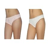 2 PACK: Womens Sexy Hipster Briefs Underwear Thong Panties / Knickers - White & Pink