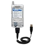 Coiled Power Hot Sync and Charge USB Data Cable w/ Tip Exchange for the PalmOne Treo 650 - Gomadic Brand