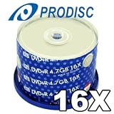 Prodisc Spin-X White Inkjet Hub Printable 16X DVD+R Media 50 Pack in Cake Box