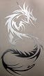 Tribal dragon Brushed chrome die cut decal / sticker