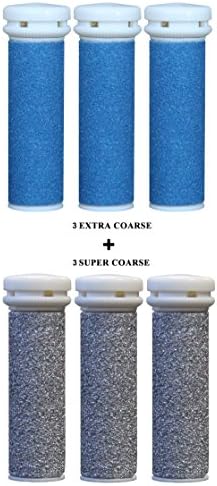 Emjoi Micro-pedi Replacement Refill Rollers (3 Super Coarse+ 3 Extra Coarse) - Pack of 6