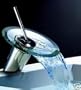 Modern Glass Waterfall Faucet Chrome & Pop-Up Drain, Brass/Chrome-
