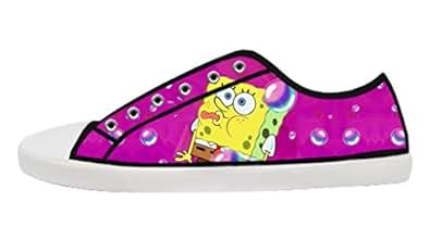 Amazon.com: BTS Custom Women's Custom Cute Spongebob Shoes Low Top Lace-up Cartoon Canvas Shoes ...