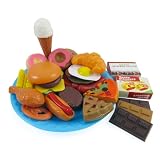 Fast Food & Dessert Play Food Cooking Set for Kids - 30 pieces (Burgers, Donuts, Ice Cream, & more)