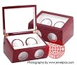 Automatic Double Watch Winder Cherry High Gloss Finish Two Holders Wall Timer For Rolex, Omega, Movado, Baume Mercier, Vacheron, etc.