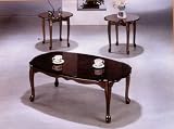 BEAUTIFUL 3-PC CHERRY FINISH QUEEN ANN COCKTAIL SET