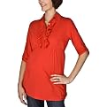 Moody Mamas Maternity Ruffled Tunic Top - Red&nbsp;