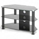 Zyon Glass Stand For Plasma & LCD TV Up To 37-Inch or 65kg - Black glass with black legs & Cable Management Panel