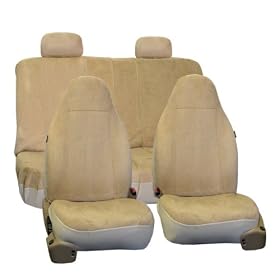 FH-FB105-1114 Classic Suede Car Seat Covers, Airbag compatible and Split Bench, Beige color