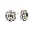 925 Silver & Green Amethyst Modern Square Earrings with 18k Gold Accents