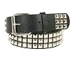 SNAP ON THREE ROW PUNK ROCK STAR METAL SILVER STUDDED LEATHER BELT