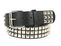 SNAP ON THREE ROW PUNK ROCK STAR METAL SILVER STUDDED LEATHER BELT