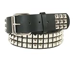 Big & Tall Oversized Snap On Three Row Punk Rock Star Metal Silver Studded Leather Belt , 1X - 44