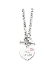 Enameled Little Princess Heart Child Necklace - 15 Inch - Toggle - JewelryWeb