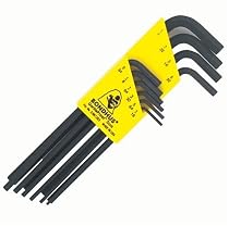Bondhus 12138 Set of 10 Hex L-wrenches, Long Length, sizes 1/16-1/4-Inch