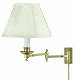 House of Troy LL660-PB Library Lamp Collection Swing Arm Wall Lamp Polished Brass with Off-white Softback Shade