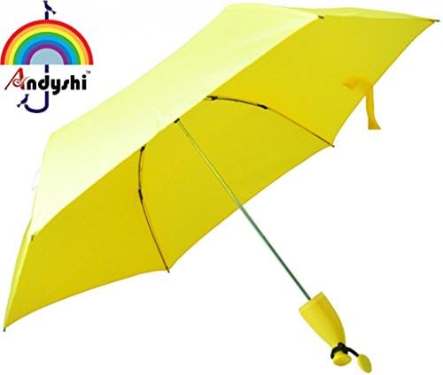 Andyshi Novelty Outdoor Portable 3 Folding Banana Shape Gift Sun Rain Umbrella Yellow