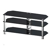 ST42B3CM Black 3 Shelf Glass Stand Suitable for LCD and Plasma up to 42