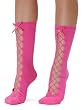 Betsey Johnson Peek-A-Boo Crew Socks 2 Color Choices Hot Pink or Cream