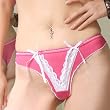 Sexy Soft Mesh and Lace G-String Thong Panty With Bow