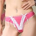 Sexy Soft Mesh and Lace G-String Thong Panty With Bow