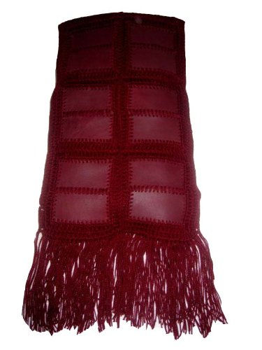Extra 50% Off Hand Embroidered Scarf with Lots of Colorful Leather LES_REDSQ_001