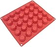 Freshware CB-101RD 30-Cavity Silicone Mold for Making Homemade Chocolate Peanut Butter Cup, Candy, Gummy, Jelly, and More
