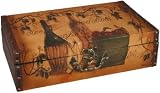 Wooden Hand Made Calico Art Wine Gift Box, Holds Two Bottles