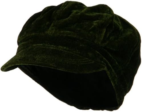 Velvet Newsboy Hat - Olive OSFM